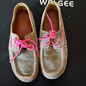 Twisted X Women's Tan Loafers with Pink Laces